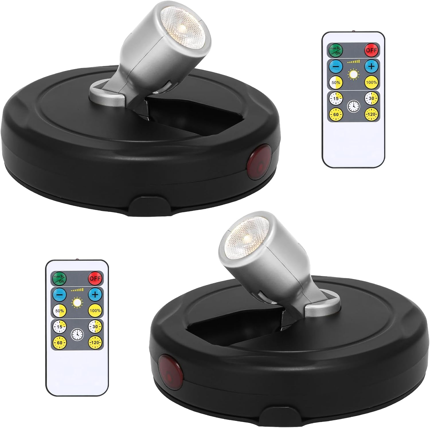 LED Spotlight Battery Operated, Wireless Picture Light, Accent Spot Light for Indoor Plant Tree, Display Puck Lights with Remote, Stick on Uplighting for Wall Photo Painting Dartboard Decor Artwork