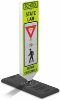 Impact Recovery - In-Street Pedestrian Crossing Signs - Street Sign - Road Safety School Yield Sign with Portable Base