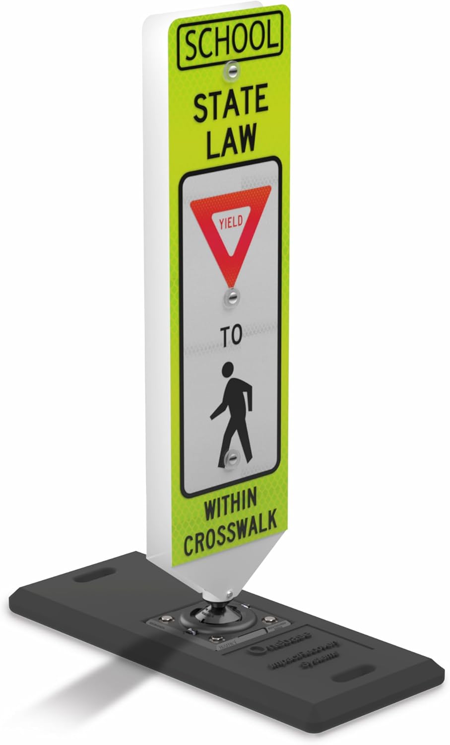 Impact Recovery - In-Street Pedestrian Crossing Signs - Street Sign - Road Safety School Yield Sign with Portable Base