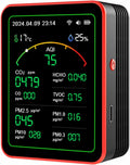 15-in-1 Air Quality Monitor Smart Air Quality Tester with CO2/HCHO/TVOC/AQI/PM0.3/PM1.0/PM2.5/PM10/Temperature/Humidity/Time/Alarm Clock/Timer/Countdown Timer Mobile APP WiFi for Home & Office