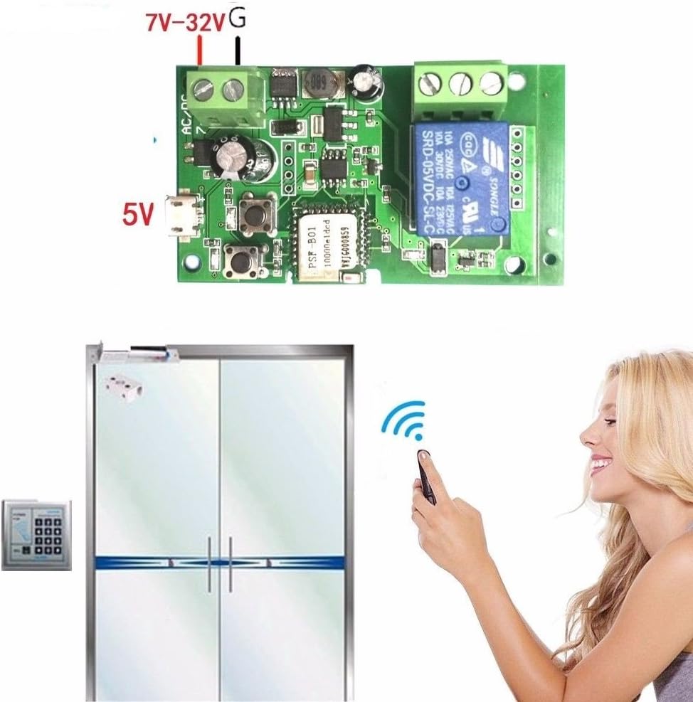 WiFi Wireless Smart Switch Relay Module for Smart Home 5V 5V/12V，Ba applied to access control, turn on PC, garage door (12V)