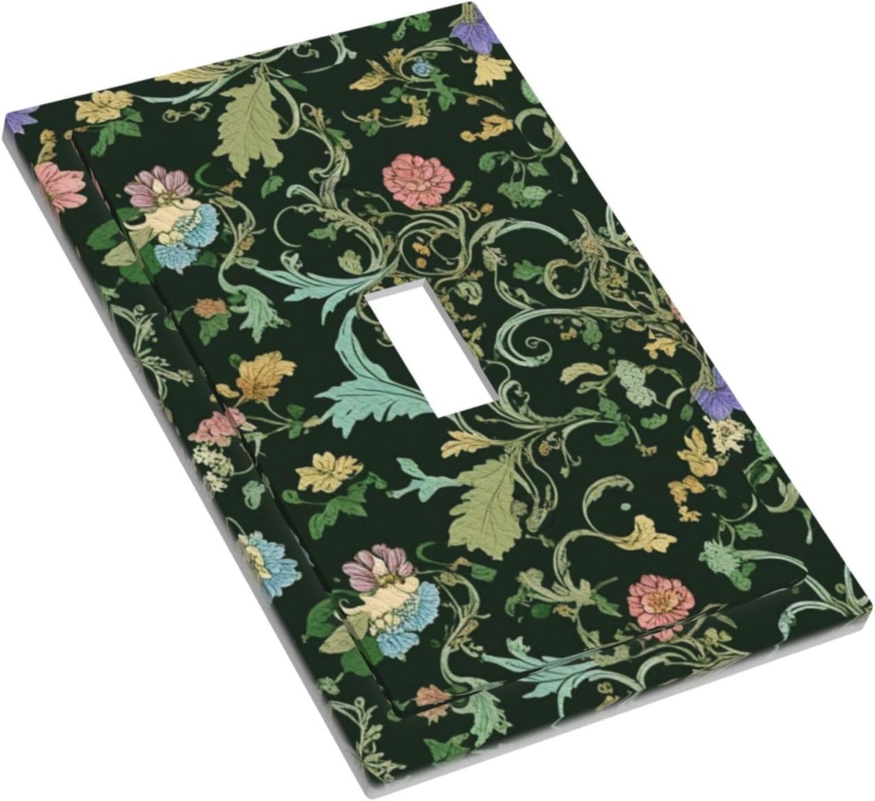 Decorative Light Switch Cover Plate Vintage Green Leaf Plant Rustic Pink Flower 1 Gang Wall Plate Oversized Single Toggle Wall Cover Plate Jumbo Electrical Switchplate Faceplate