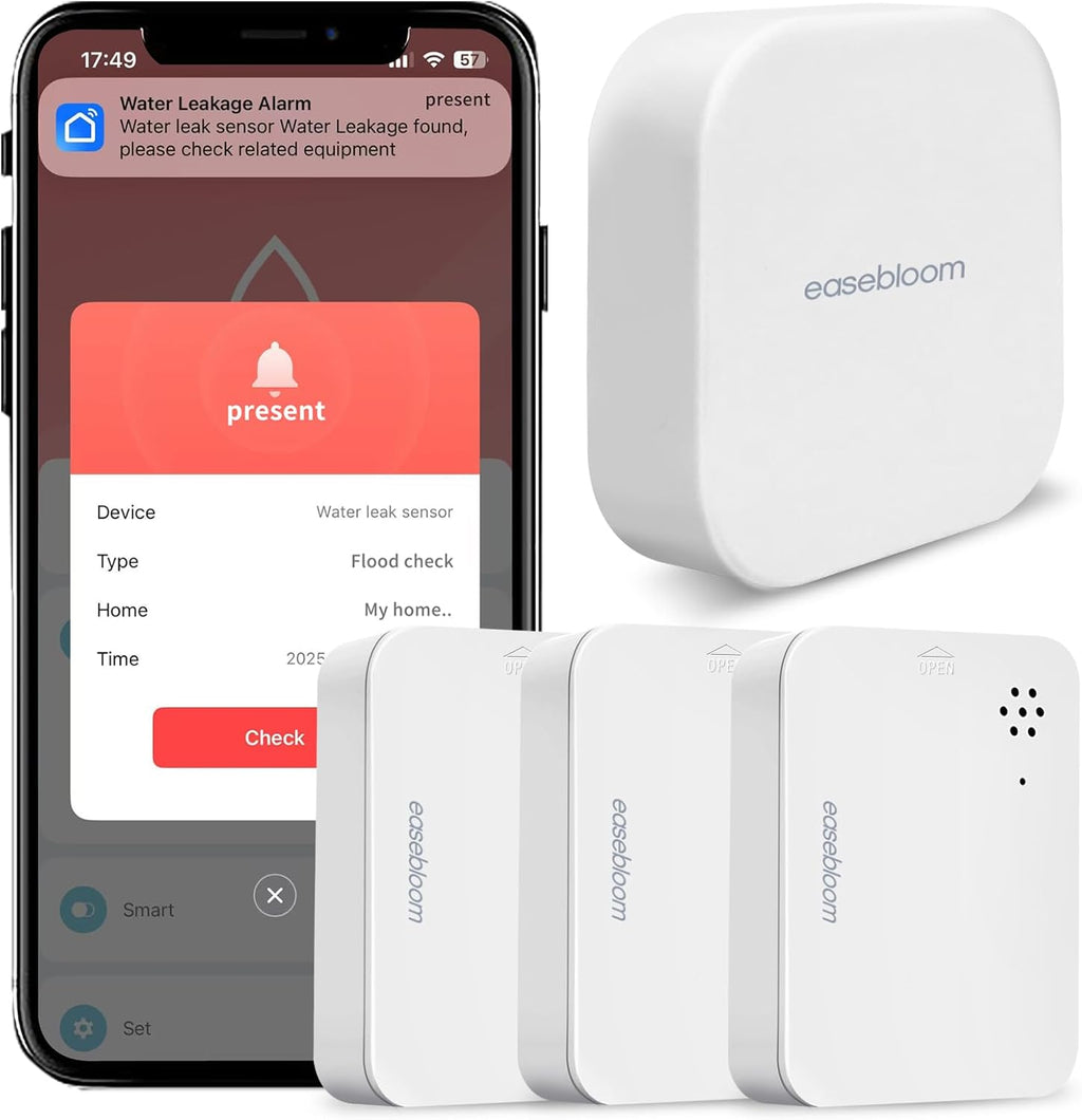 Water Leak Detector for Home 3 Packs - 90dB Siren & Instant App Alerts, Expandable to 128 Sensors for Basement/Kitchen/Bathroom, Water Sensor Alarm Leak Detector