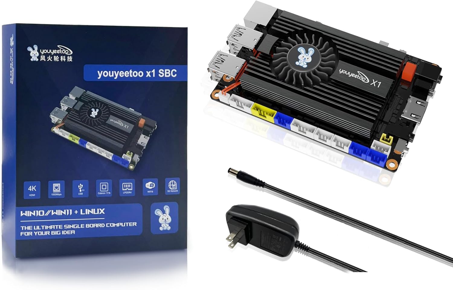 WayPonDEV youyeetoo X1s X86 Single Board Computer - A 64bit Windows 10/11/Linux Mini PC with Celeron N5095 CPU, Support Optional WiFi&BT NFC, PCIe3.0 M.2 2280 NVMe or SATA SSD (X1s 8+128GB)