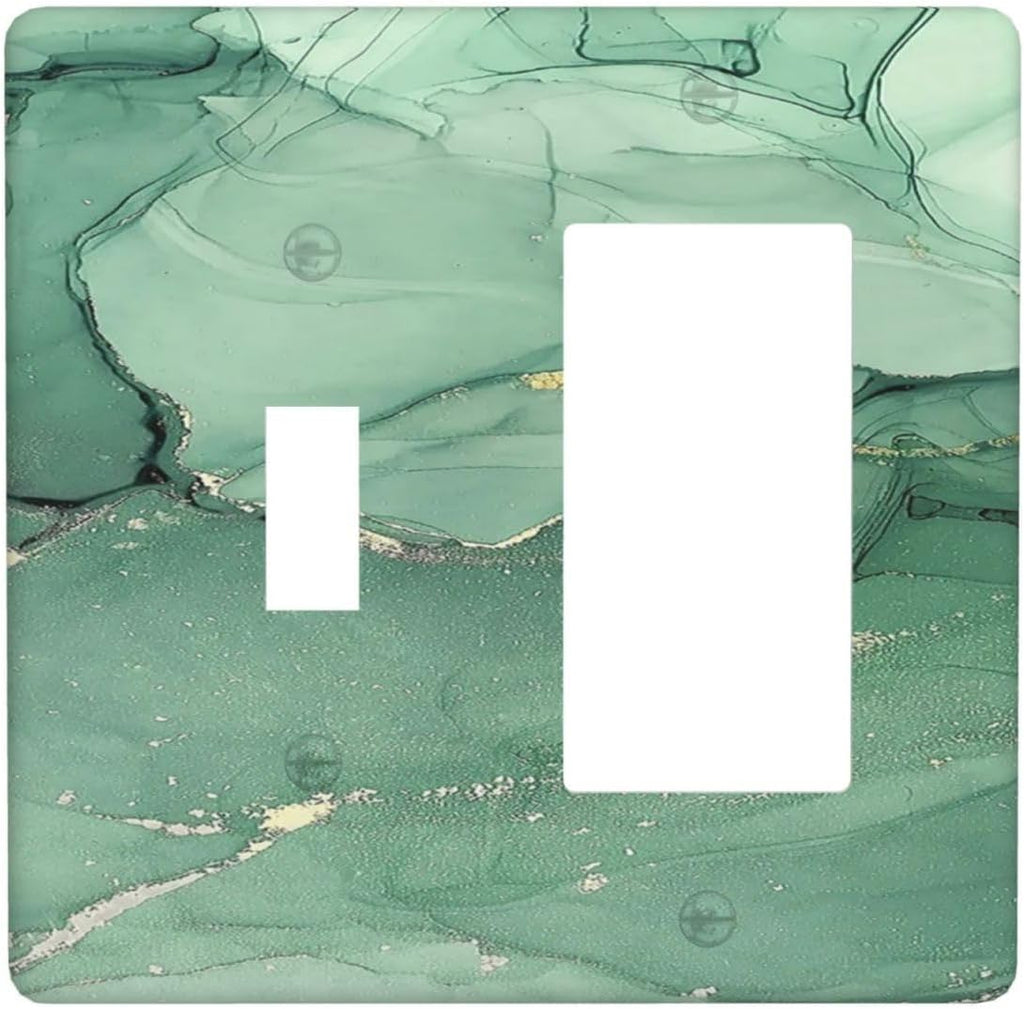 Outlet Covers Simple Green Marble 1 Toggle 1 Rocker Combination Decorative Wall Plate Electrical Switch Plates Light Switch Cover Plate for living Room Office Decor