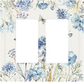 Decorative Outlet Covers Blue Floral Hydrangea Plants 2 Gang Double GFCI Rocker Electrical Wall Panels Light Switch Cover Plate for Bedroom Home Decor