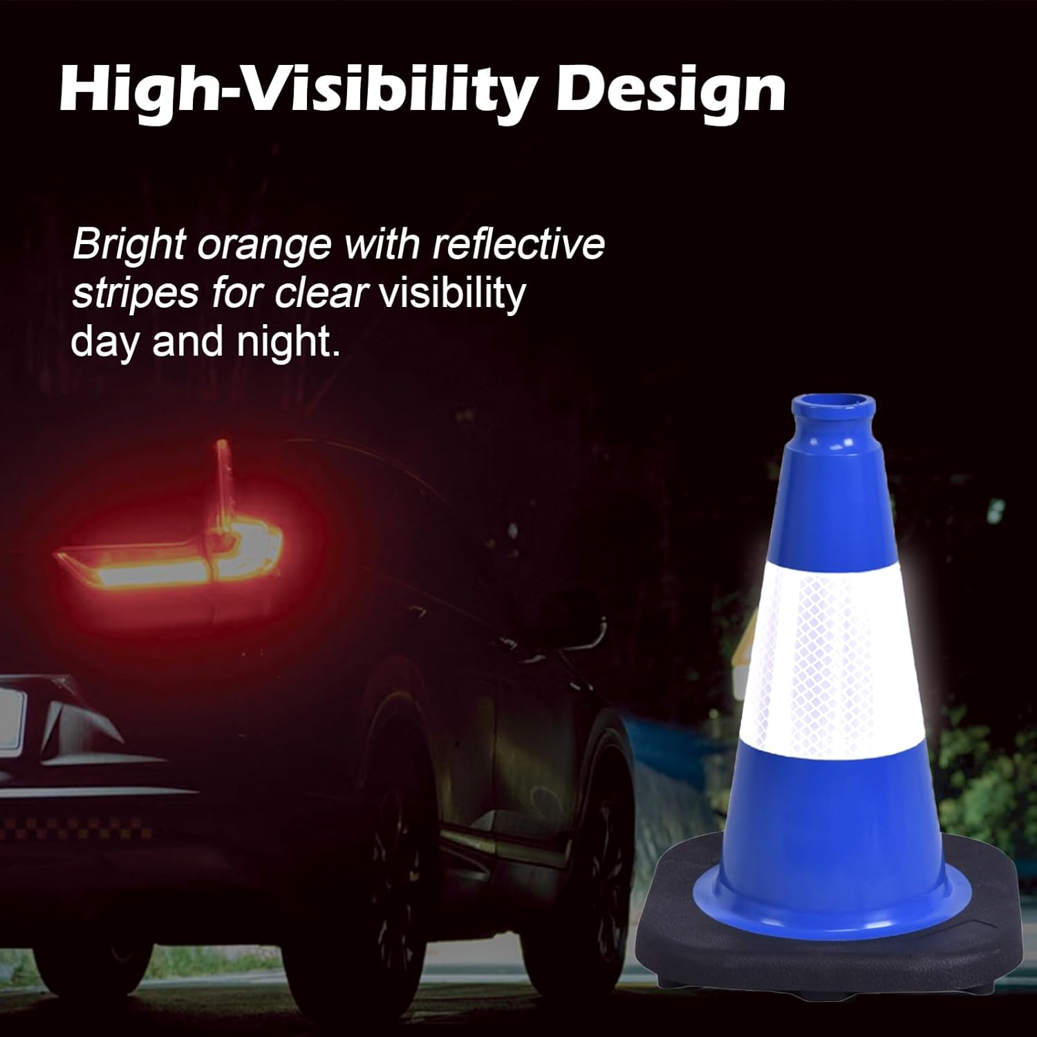 8 Pack 12 Inch Blue Safety Cones Durable with Black Base, Driveway Markers, Skating Practice, Pet Agility Training, Parking Lot Use (8, Blue, 12 Inch)