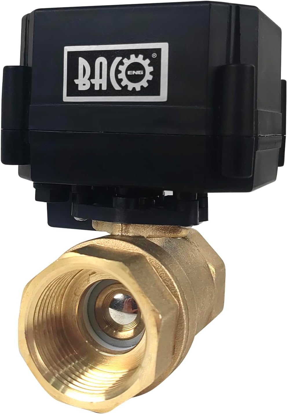 BACOENG Motorized Ball Valve, 2 Wire Auto Return 1" Brass Electrical Ball Valve with Standard Port, AC/DC9-24V Manually Closable (Normally Closed), Black