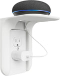 WALI Outlet Shelf Wall Holder, Bathroom Shelf up to 10lbs Standard Vertical Duplex Wall Organizer for Smart Home Decor Space Saving Power Tools, Toothbrush (OLS001-W), 1 Pack, White
