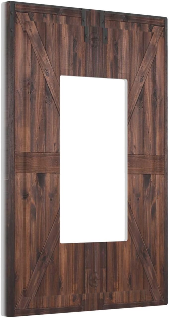 Decorative Outlet Covers Vintage Brown Farmhouse Barn Door 1 Gang Rocker Light Switch Cover Plate Single Wall Plates for Electrical Outlets Switch Plate Covers Faceplate for Bedroom Home Decor