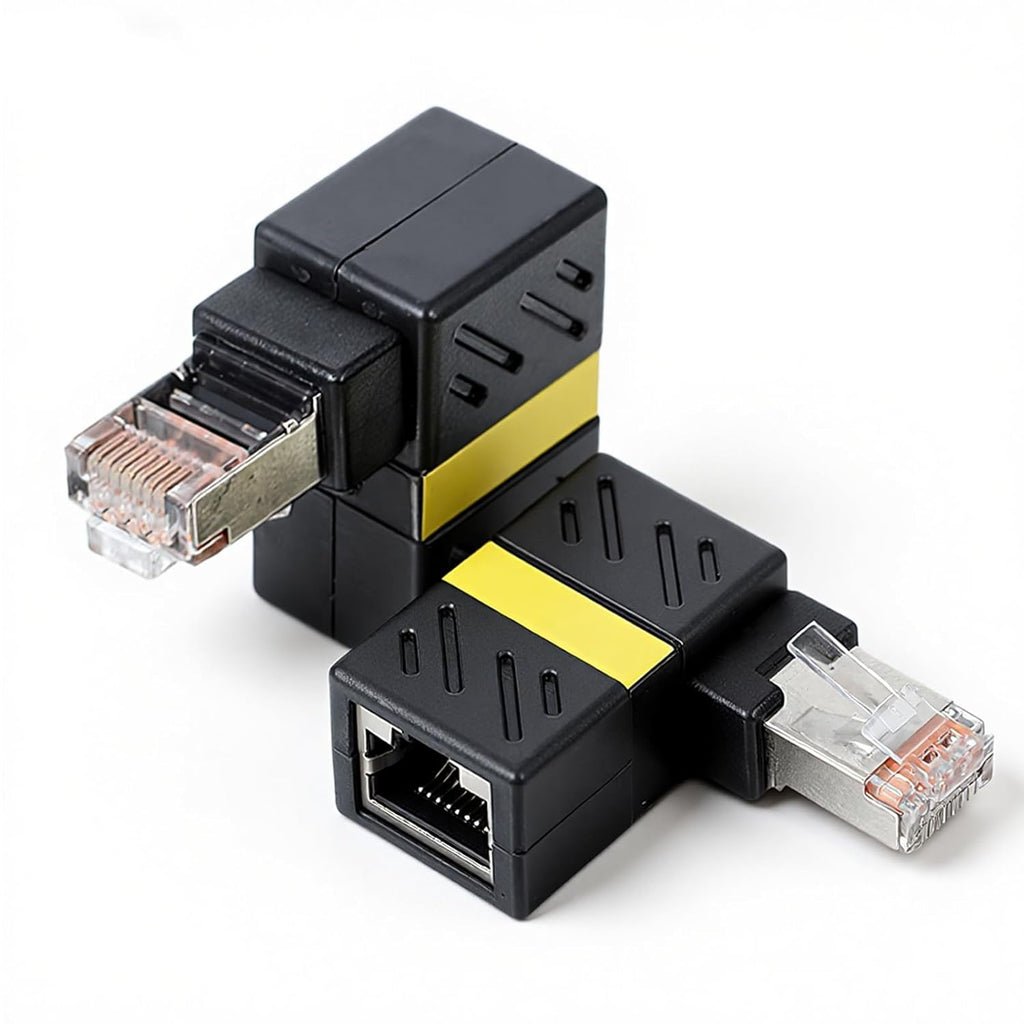 2 Pcs Cat6 Ethernet Extenders Cat5 Cat6 Extension Adapter 360 Degree Rotation Ethernet Adapter Right Angle Network Cat5 Extender Adapters LAN RJ45 Male to Female Connector (RJ45 RightAngle)