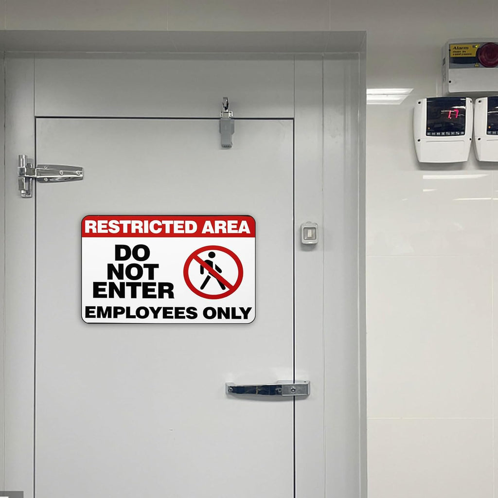 Restricted Area Sign, 3 Pack Magnetic Do Not Enter, Employees Only Signs, 10 x 7 Inch Premium Magnetic Signs, UV Protected, Waterproof, Weatherproof and Fade Resistant, Indoor & Outdoor