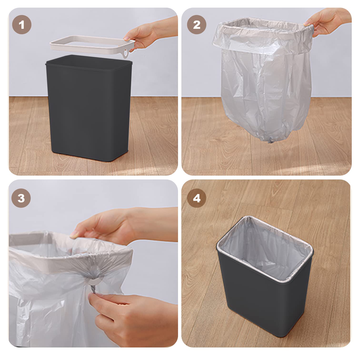 Yatmung 2 Pack - Skinny Trash Bin Sensor Motion 2.5 Gallon Touchless Bathroom Trash Can - Smart Trash Can with Lid - Electric, Narrow, Plastic, Auto Open - Small Slim Automatic Garbage Can (Black)