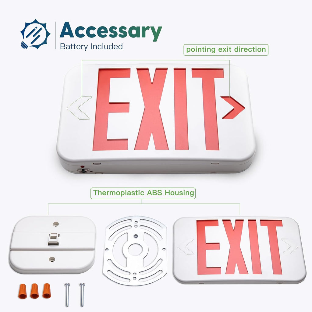 FREELICHT 12 Pack Red Double-Sided LED Exit Sign with Battery Backup, Exit Sign for Business,Easy To Install, UL Certified, AC 120/277V