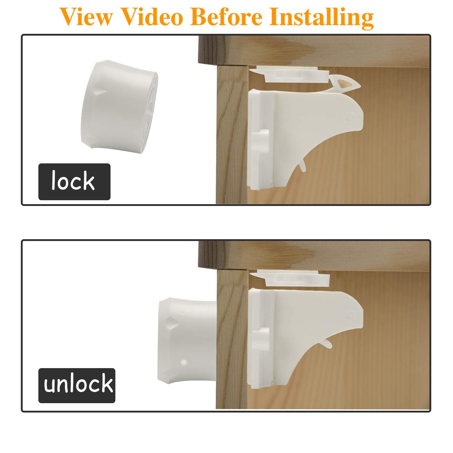 Vmaisi Adhesive Magnetic Cabinet Locks for Babies (8 Locks and 2 Keys)