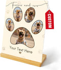 Custom Photo Prints - Metal Desktop Picture Frame with Photos & Text & Wooden Base Personalized Gifts for Cats Dogs and Pets, Optional Multiple Sizes
