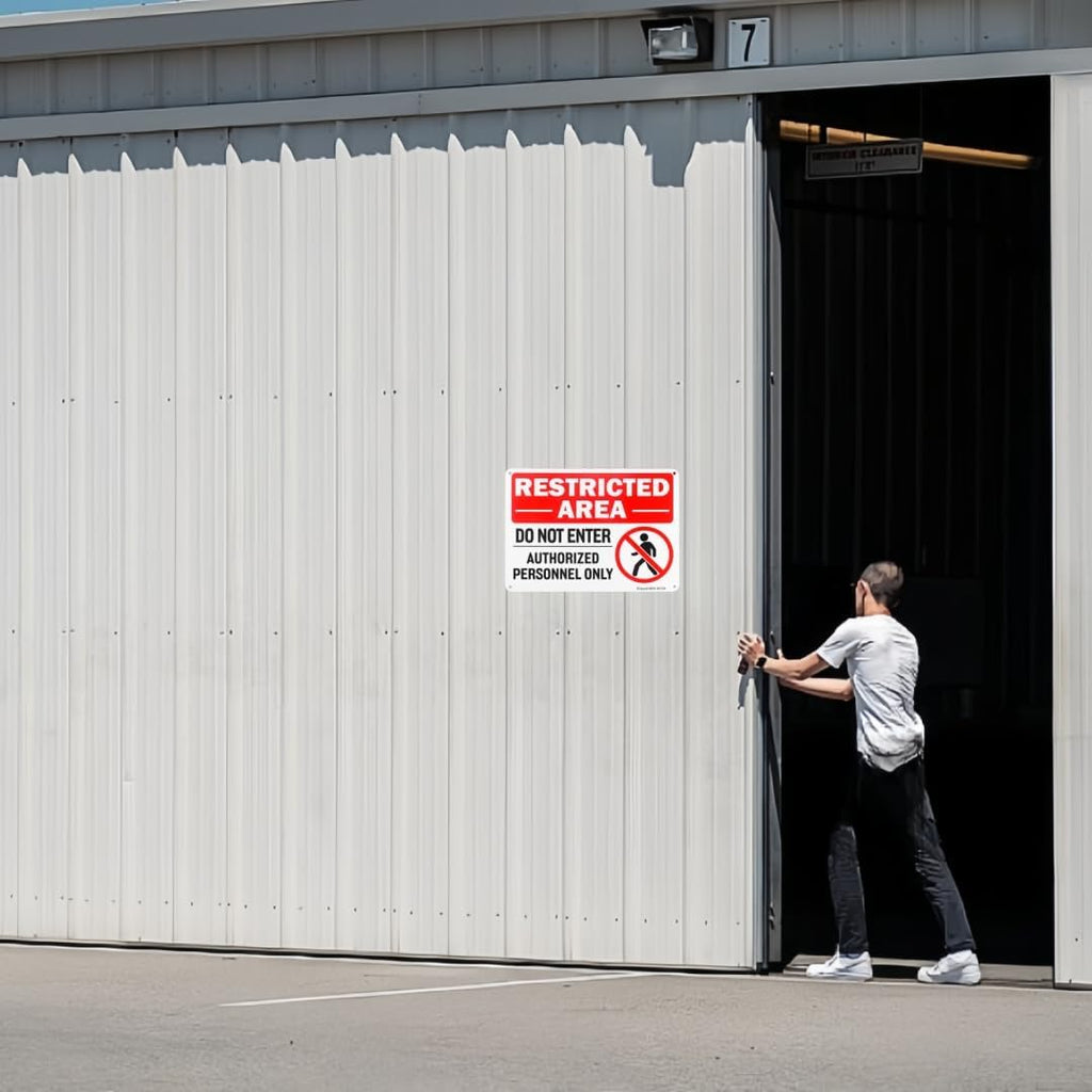 4 Pack Restricted Area Do Not Enter Authorized Personnel Only Sign, 10"x 7" .040 Rust Free Aluminum – Reflective, UV Protected and Weatherproof