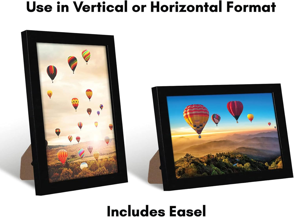 Americanflat 7x10 Picture Frame with Shatter-Resistant Glass - Signature Collection - Gallery-Style Frames Made of Engineered Wood - Photo Frame for Tabletop and Wall Display - Black