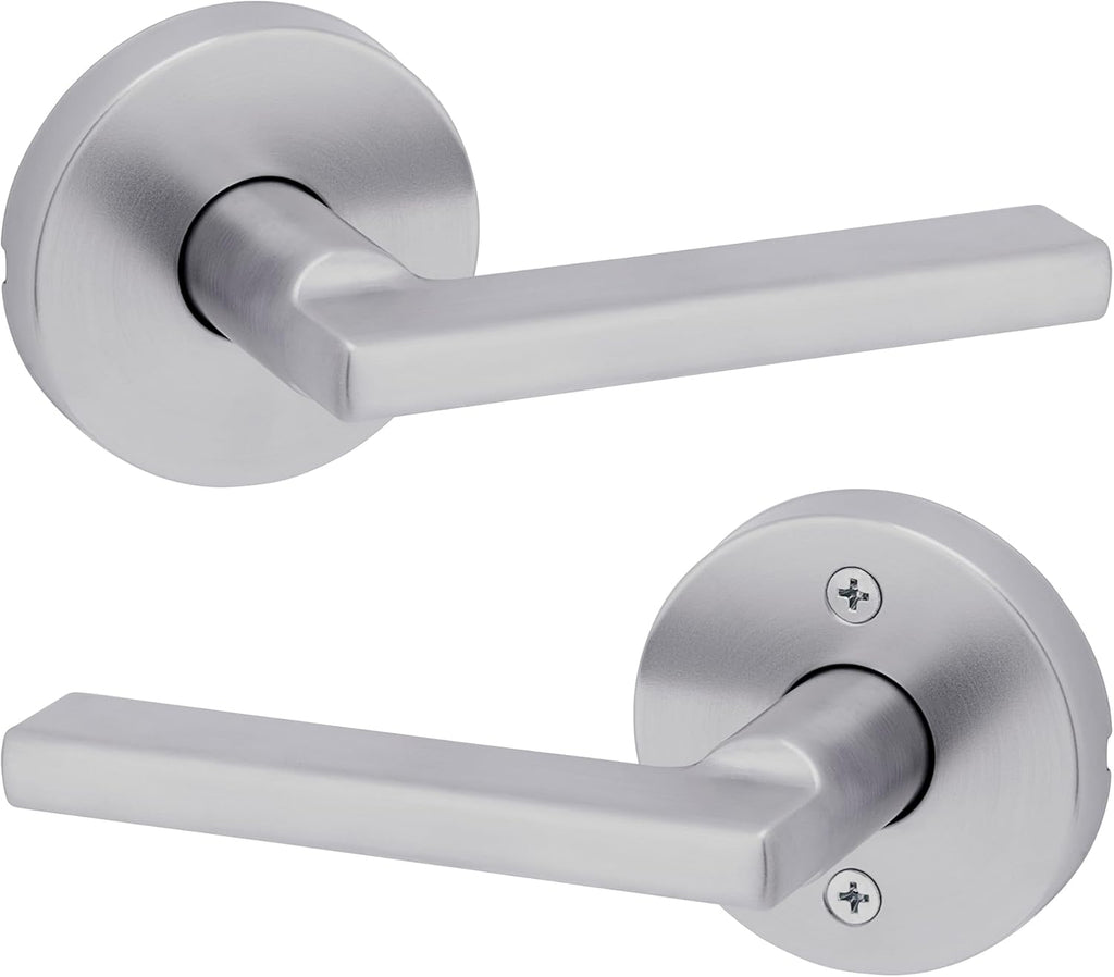 Kwikset Halifax Interior Passage Door Knob, Round Handle for Closet and Hallway Doors, Non-Locking Doorknob in Satin Chrome, with Microban Protection