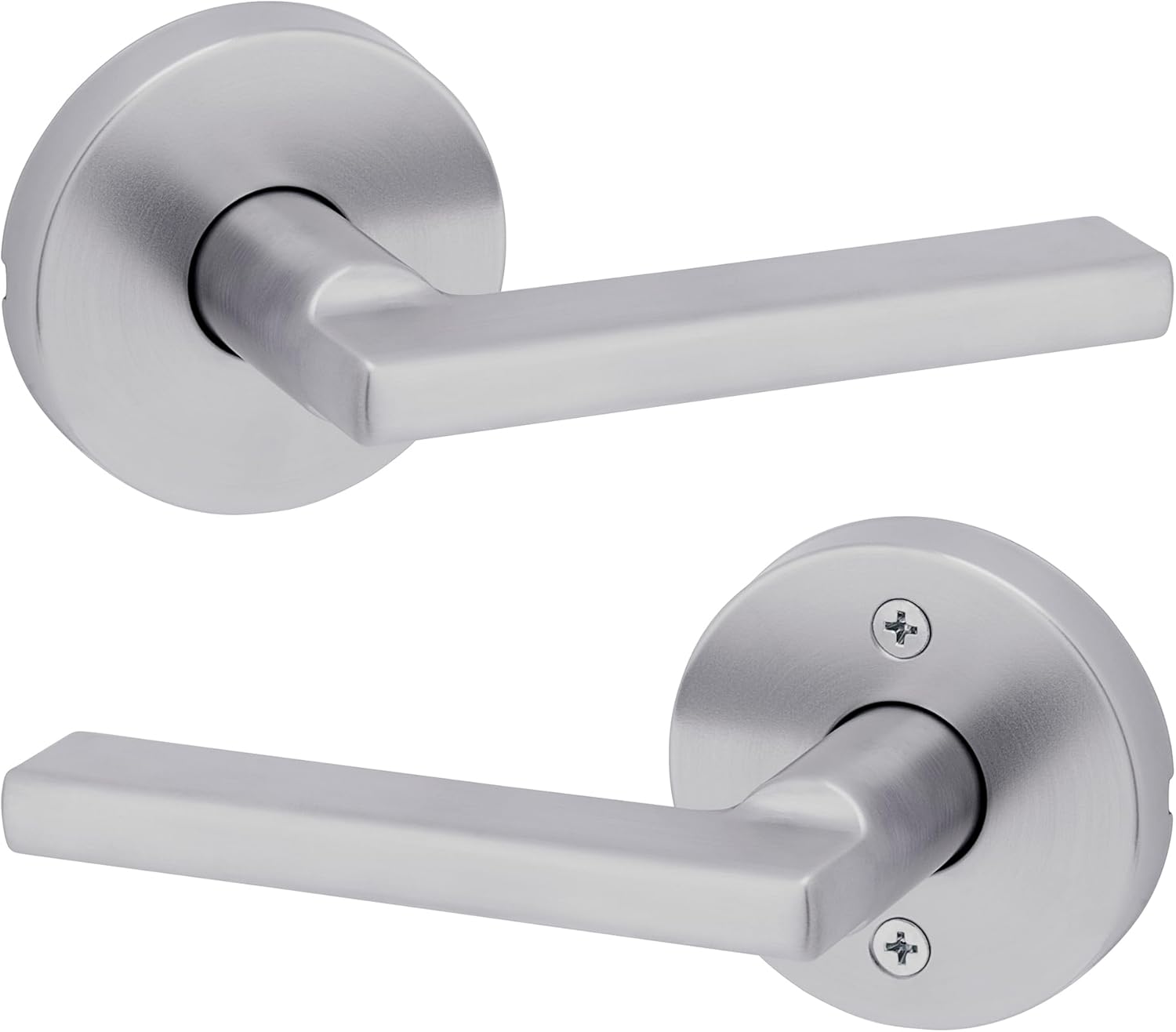Kwikset Halifax Interior Passage Door Knob, Round Handle for Closet and Hallway Doors, Non-Locking Doorknob in Satin Chrome, with Microban Protection