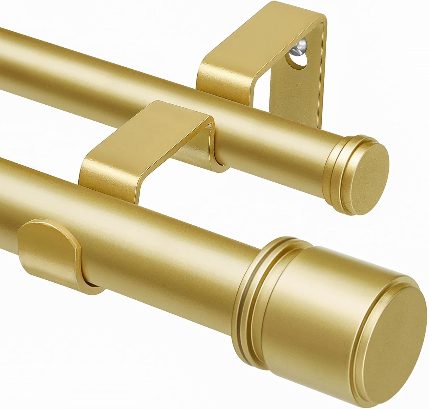 Double Curtain Rod 66 to 120 Inch, HOTOZON 1 Inch Heavy Duty Double Curtain Rods for Windows 54 to 116 Inches(4.5-9.6 ft), Telescoping Drapery Rod with Simple End Finials, Gold
