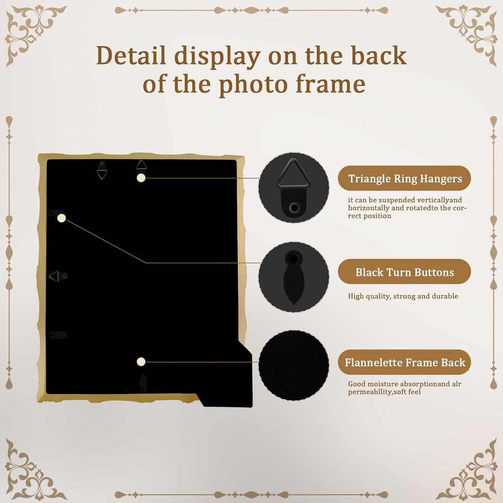 8x10 Picture Frames with Embossed Vines Design and Glass Front Hand-Crafted Resin Photo Frame with Easel & Hook for Tabletop & Wall Hanging Ornate Baroque Vintage Home Room Decor (Bronze)