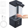 Automatic Soap Dispenser Touchless, Soap Dispenser Bathroom, Large Transparent Reservoir&Wall Mount, Type-C Rechargeable&3-Level Adjustable, Water-Resistant, Kitchen, Hotel, and School, Black