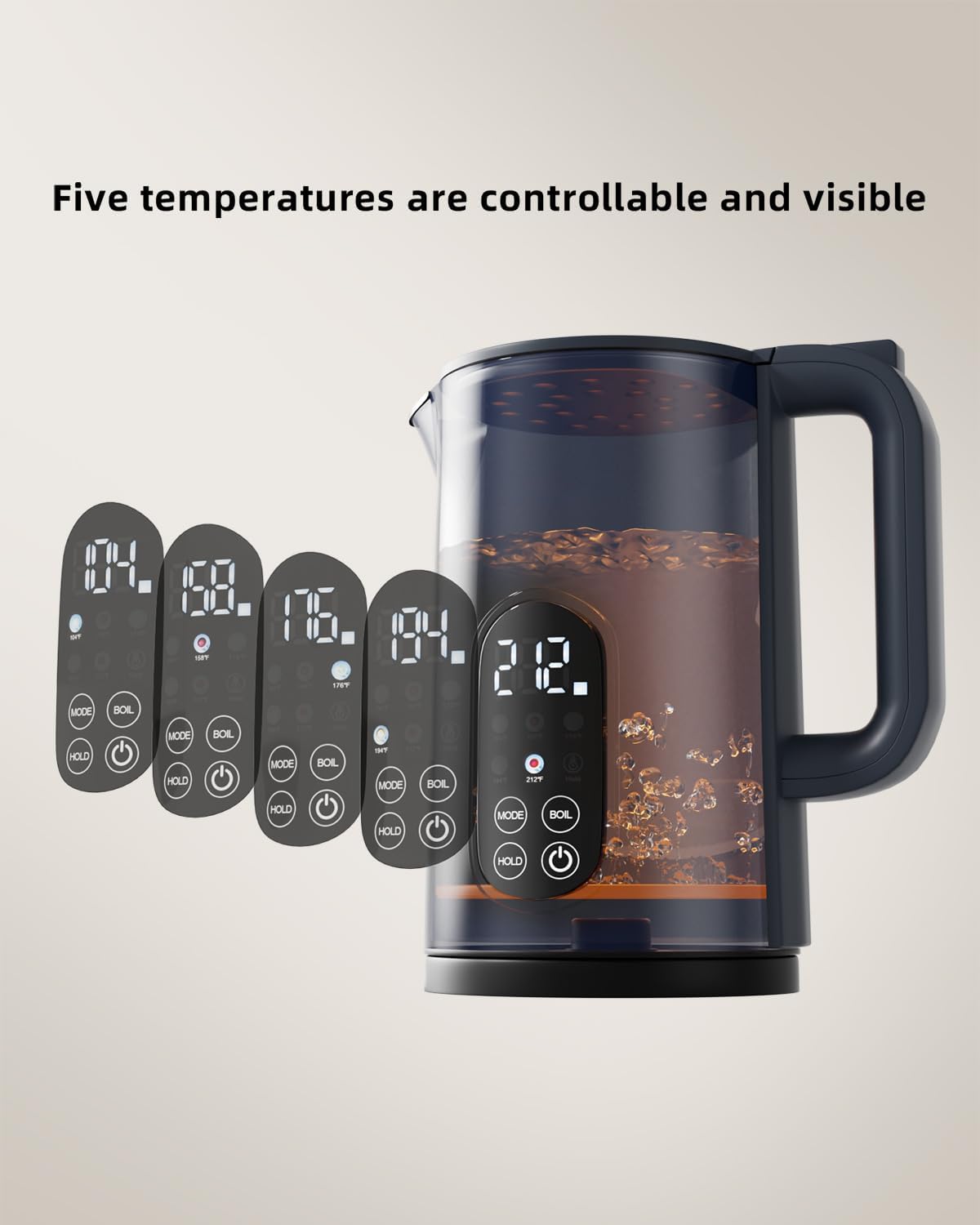 Tisania Electric Kettle with Temperature Control, Cordless Kettle 1.7L for Milk, Tea & Coffee, 5 Presets 2H Keep Warm, 304 Stainless Steel BPA-Free,Blue