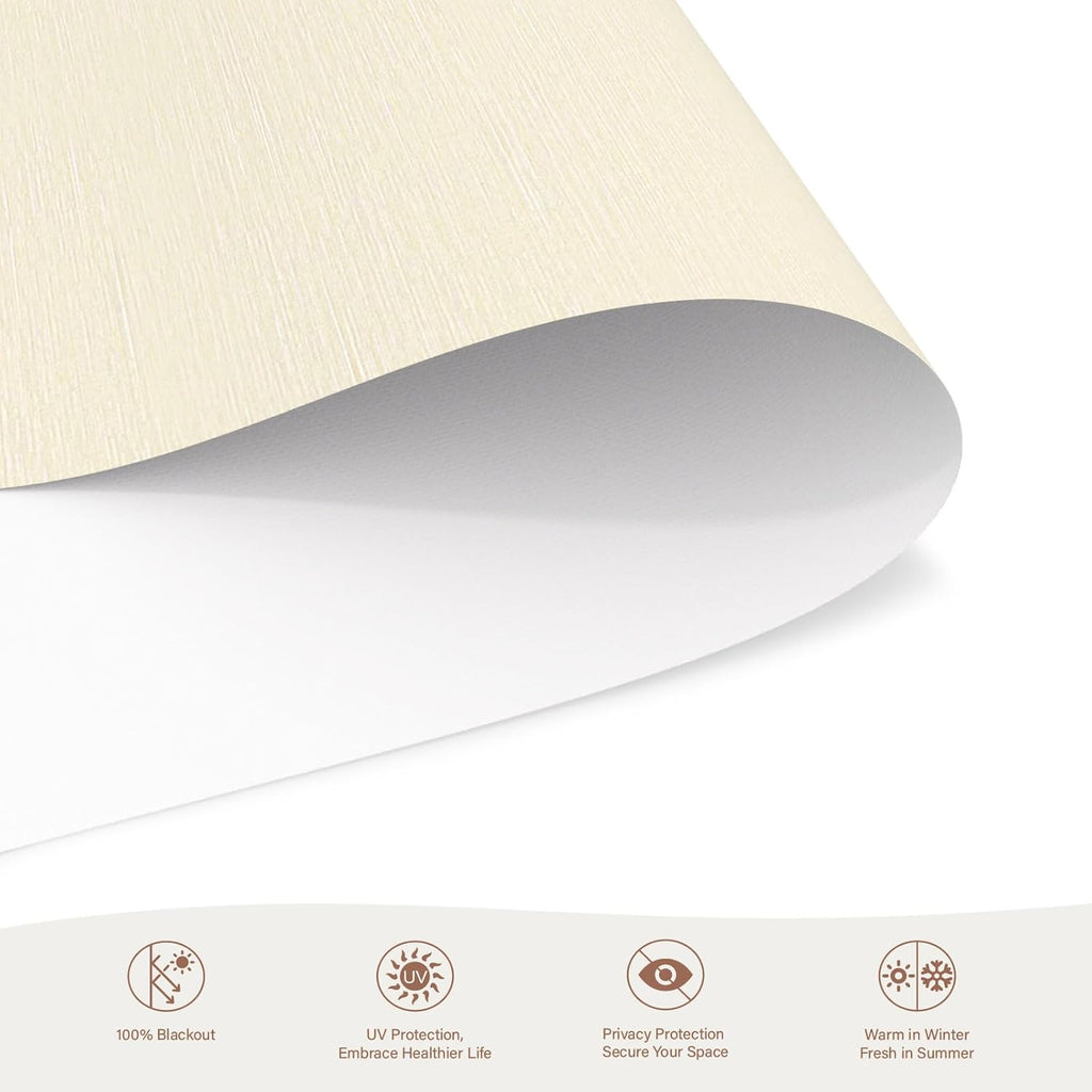 Motorized Roller Blinds with Remote, 100% Blackout Automatic Roller Shades for Bedroom, Bathroom, and Living Room, Customized Size, Desert Sand Beige