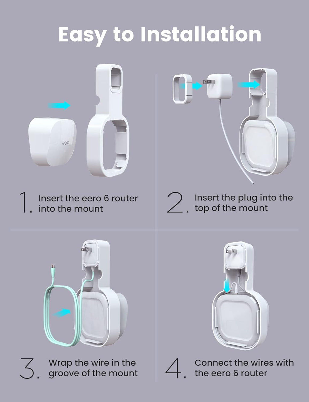 DG-Direct Wall Mount Holder for eero 6 and eero 6+ Router Mesh Wi-Fi System, No Messy Wires, The Outlet Wall Mount Holder for eero 6 Plus, Stand Bracket for eero 6 Extender Space Saving 1 Pcs