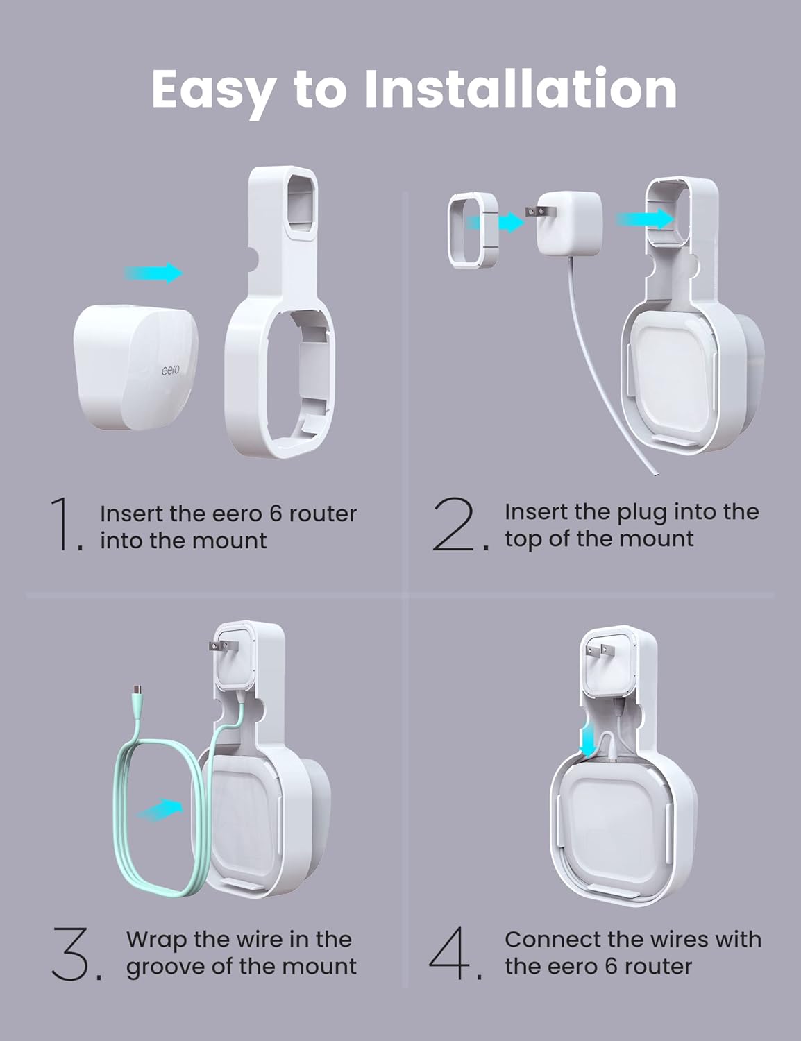 DG-Direct Wall Mount Holder Only for eero 6 Router Mesh Wi-Fi System,No Messy Wires,Stand Bracket for eero 6 Extender Space Saving White 3Pcs