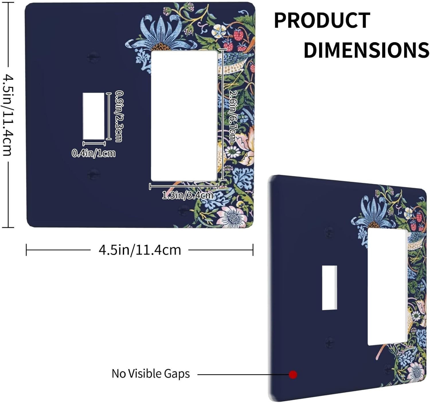 Decorative Outlet Covers Vintage Blue Morris Strawberry Thief Bird Flower 2 Gang 1 Gang Wall Plate Cover Single Toggle Rocker Combo Light Switch Cover Plate Face Plate