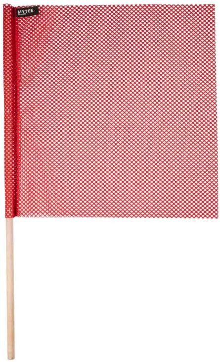 Mytee Products (4 Pack) 18"x18" Red Safety Flags for Truck Loads w/Dowel - DOT Compliant Jersey Mesh Warning Flags on Stick for Oversize Wide Load, Construction, Road Traffic, Pedestrian Signs