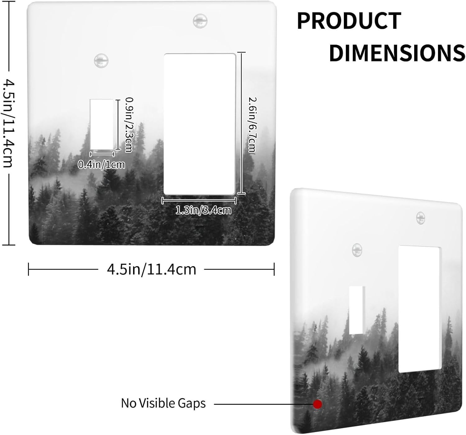 Outlet Covers Fores Black White Landscape Misty Woods 1 Toggle 1 Rocker Combination Decorative Wall Plate Electrical Switch Plates Light Switch Cover Plate For Farmhouse Cabin Decor