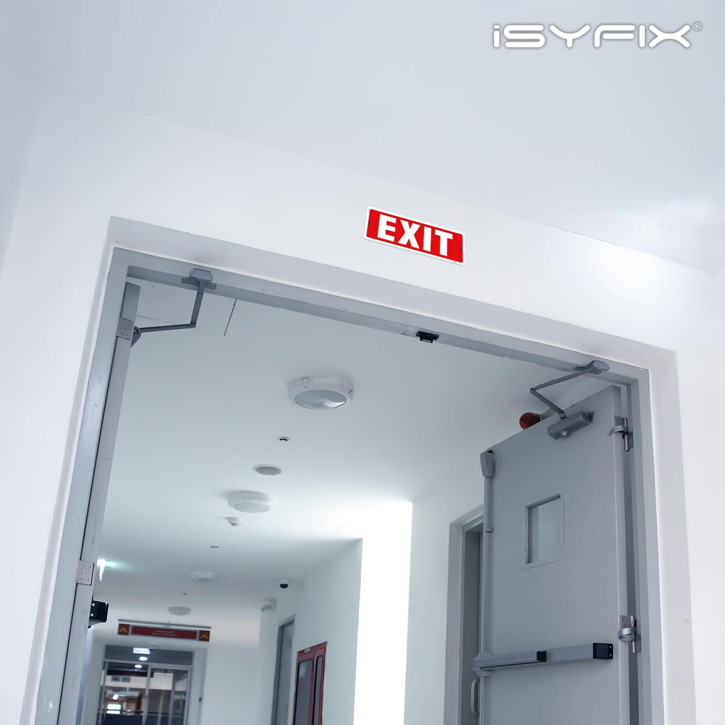iSYFIX Exit Sign – 12 Pack 12x4 Inch – 100% Rust Free .040 Aluminum Signs, Laminated for Ultimate UV, Weather, Scratch, Water and Fade Resistance, Indoor and Outdoor, Exit Signs for Exterior.
