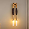 30 Inch Brass Wall Sconce, Decorative Natural Brown Horsehair Vintage sconces Wall Decor with Frosted Glass Shade, Mid-Century Modern Wall Lights for Hallway, Bedroom or Living Room.