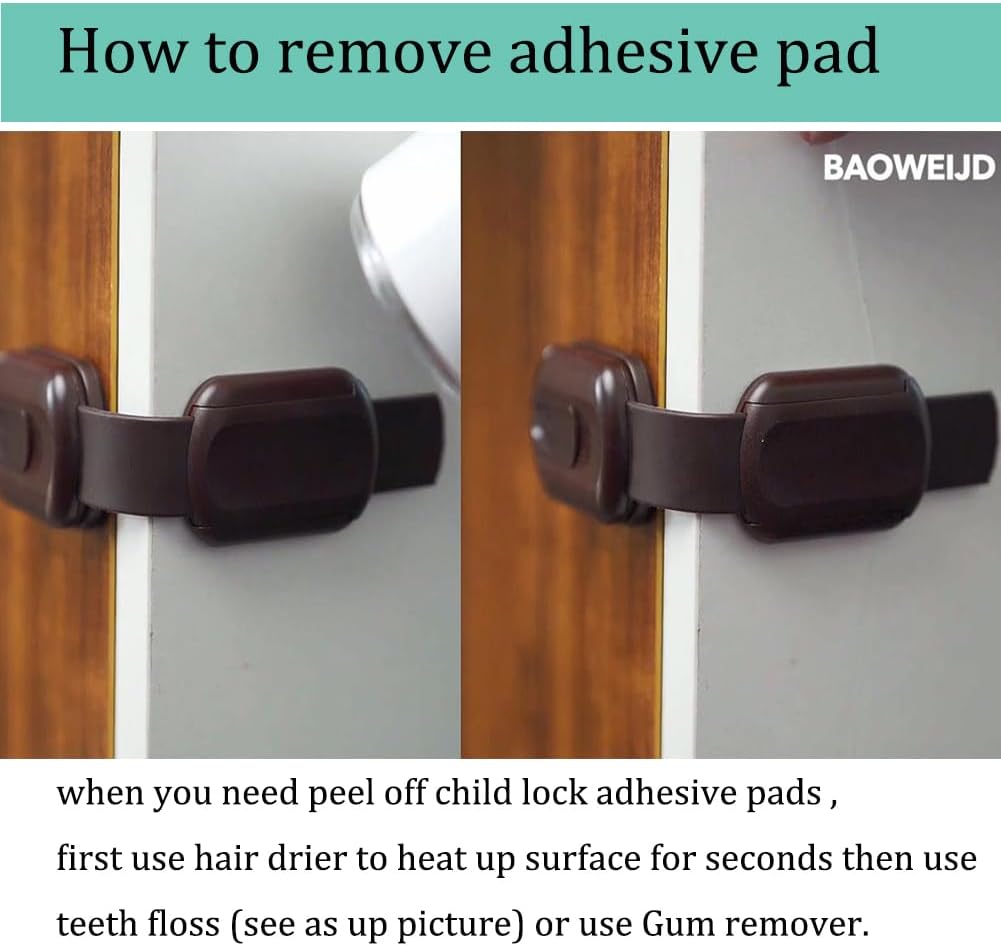 Child Safety Cabinet Locks for Baby Proof,Child Proof Safety Locks for Cabinets,Drawers,Cupboard,Oven,Fridge,8Packs Brown Locks,BAOWEIJD