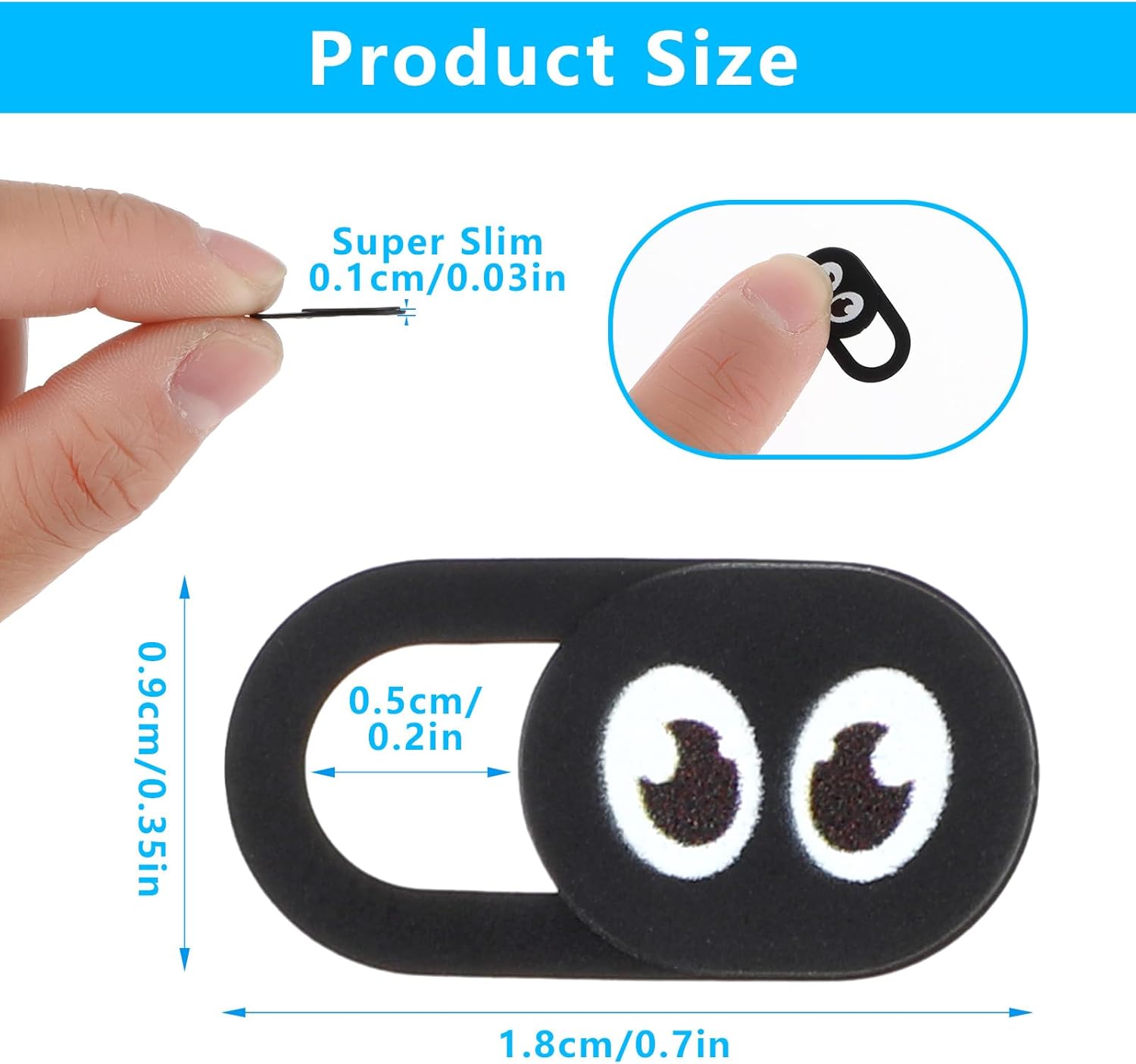 Thin Webcam Cover Slide, 8PCS Phone Camera Cover Laptop Camera Blocker Slider Strong Adhesive Protect Privacy Security Compatible with Tablet Desktop PC Smartphones(Eye)