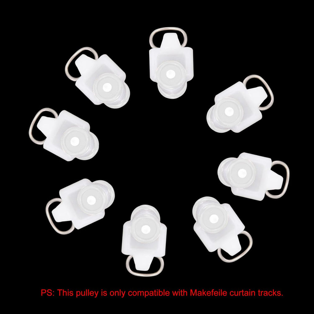 Curtain Glider Track Rail Runners Mute Wheel Rollers Heavy Duty Curtains Tracks Pulley 20PCS,White
