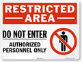 SmartSign 18" x 24" 'Restricted Area Do Not Enter, Authorized Personnel Only' Metal Sign with Symbol, 80 mil Aluminum, 3M Laminated Engineer Grade Reflective, Red, White and Black, USA-Made