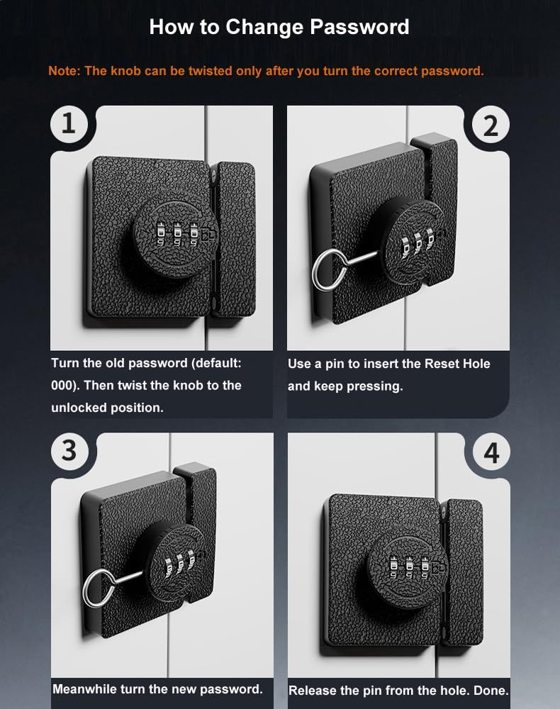 ETEKJOY Keyless Cabinet Lock 3-Digit Combination for Swinging/Sliding Door Drawer Cupboard Locker Closet Wooden Box Hook-Locking (Black, 90 Degree)
