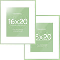 Homeforia 16x20 Sage Green Picture Frame, High End Metal 16x20 Poster Frame with Mat 11x14 inch Photo, 16 x 20 Sage Green Frame Matted to 11 by 14 Art, 20x16 Frame, Tempered Glass, Wall Kit, Set of 2