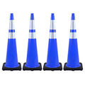 4 Pack 36 Inch Blue Traffic Cones Black Base, Tall Durable Safety Cones for Driveway Control, Event Organization, Construction Zones (4, Blue, 36 Inch)