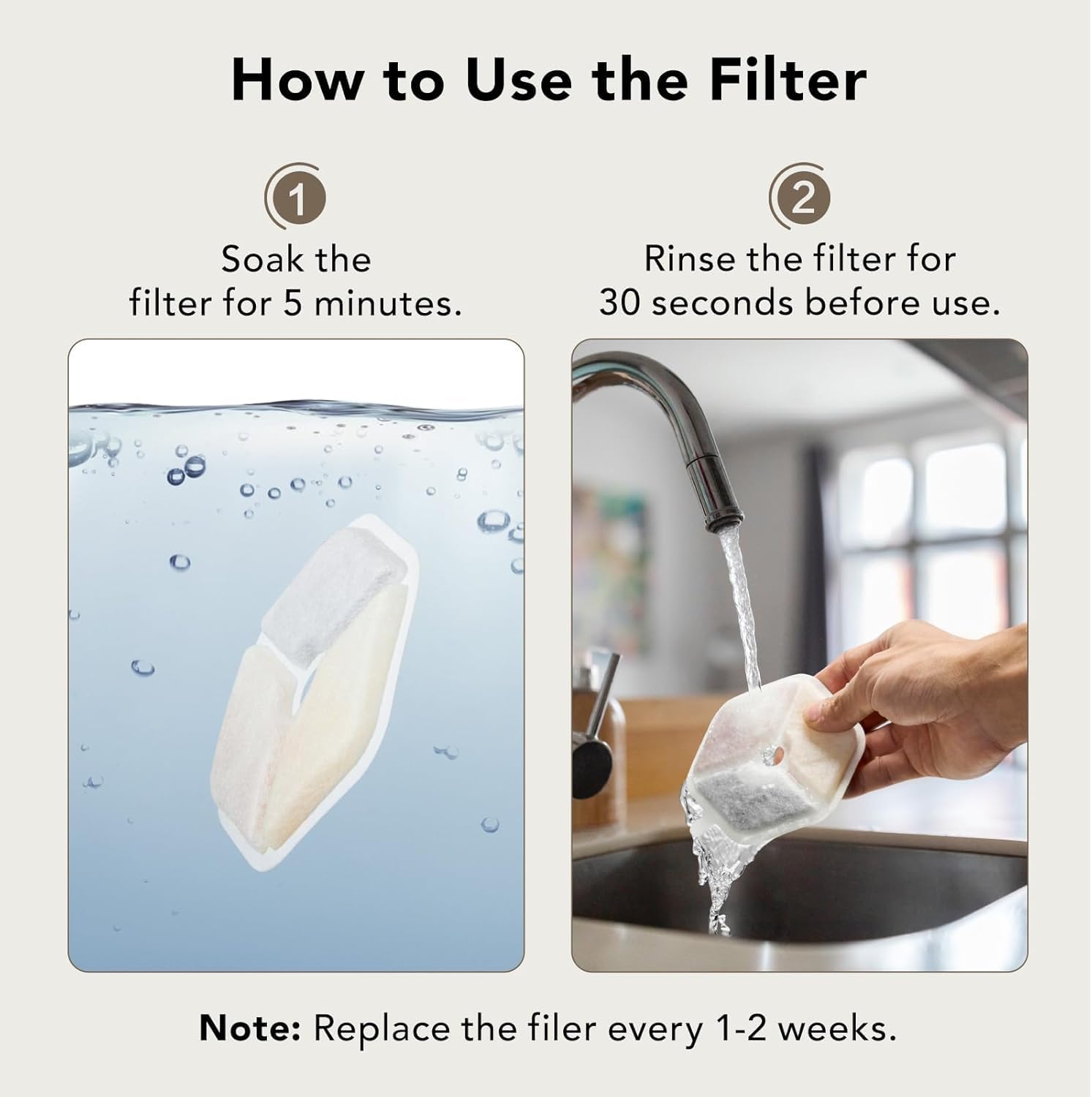 12 Packs Official Replacement Filters and 12 Packs Sponges for 152oz/4.5L Wireless Cat Water Fountain PTM-643