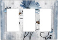 Decorative Outlet Covers Rustic Blue White Daisy Ink Flower 3 Gang Light Switch Cover Plate Triple Rocker Wall Plates for Electrical Outlets Switch Plate Covers for Bedroom Home Decor