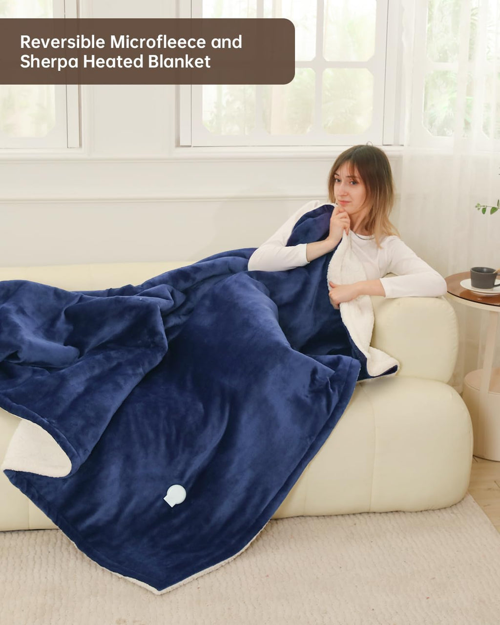 Electric Heated Blanket Twin Size, Washable Blanket Warmer for Home for Adults, Fast Heating, Super Cozy Soft Flannel 62" x 84", 9 Heat Levels, 1-9H Auto-Off, ETL Certified, Navy Blue