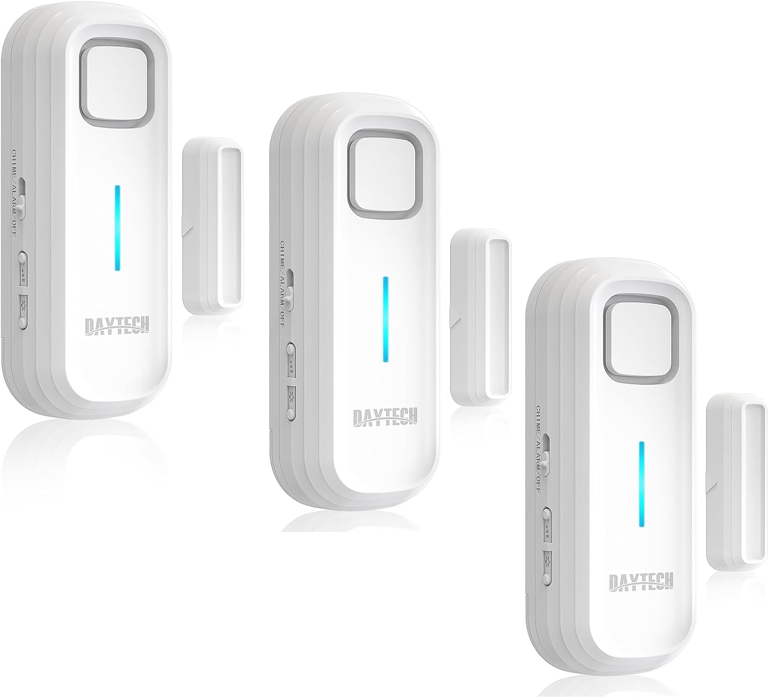 DAYTECH Refrigerator Door Alarm Freezer Door Left Open Alarm with Delay 1/2/3/4 mins Window Door Ajar Alarm Fridge Alarm 0 to 120 dB for Freezer Home Store Business Office 3 Sets White