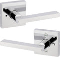 Kwikset Halifax Interior Privacy Door Handle with Lock, Door Lever For Bathroom and Bedroom, Polished Chrome Reversible Keyless Push Button Lock Door Lever