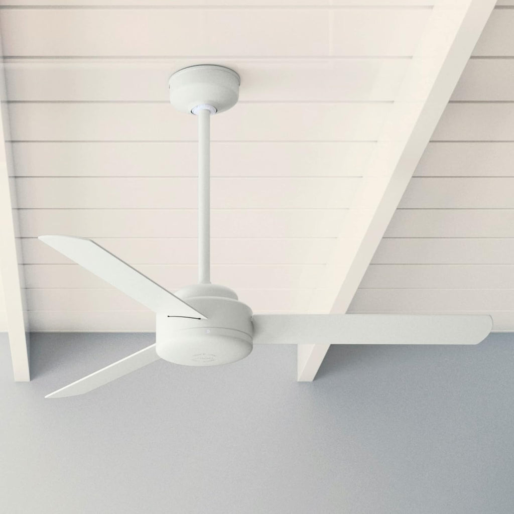Hunter 52 inch Indoor Ceiling Fan No Light - White Modern Ceiling Fan without Light, 3 Blades, Standard Mount, For Bedroom, Living Room, or Kitchen, Wall Control - Presto 50811, Matte White