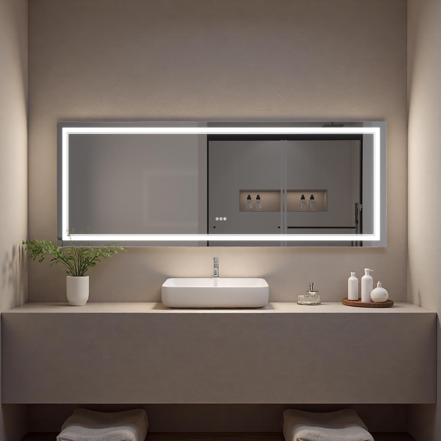 LED Bathroom Mirror with Lights, Wall Mirrors